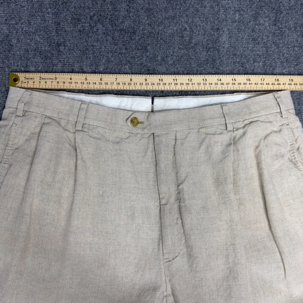 J. Hilburn Pants‎ Mens 38x32 Beige Linen Cuffed Trouser Vacation Minimalist